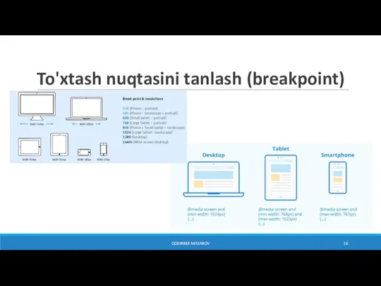 To'xtash nuqtasini tanlash (breakpoint) QODIRBEK MAXAROV
